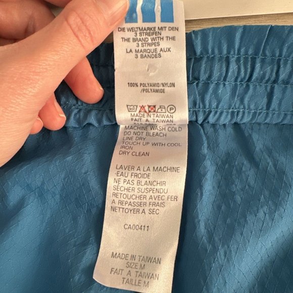Vintage‎ Adidas Trefoil Teal M Nylon Track Joggers Windbreaker Pants Side Zip - Picture 4 of 12